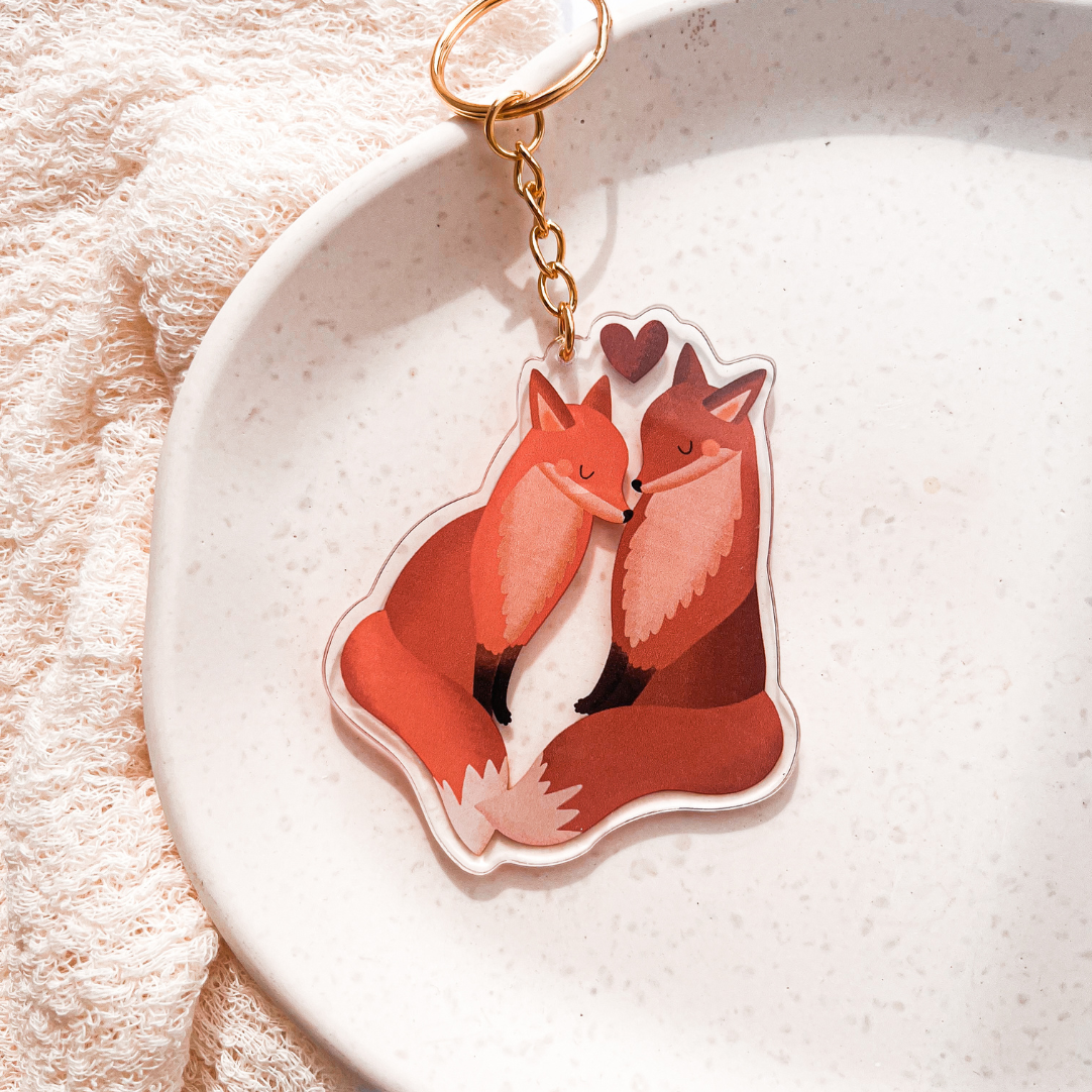 Schlüsselanhänger Fuchs Paar Acryl - Geschenk Hochzeit Füchse