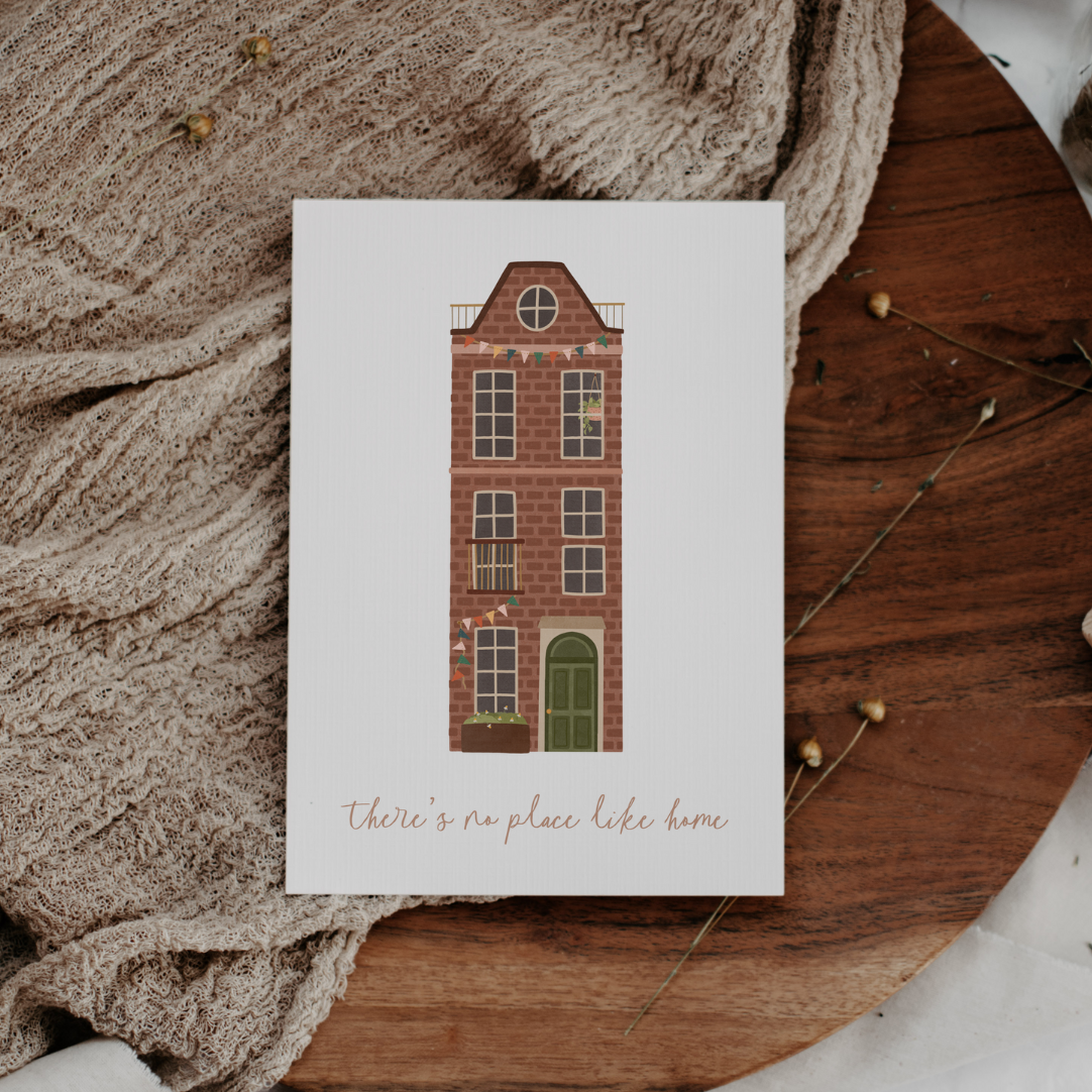 Postkarte Einzug Amsterdam Haus - Umzug Geschenk "there's no place like home"