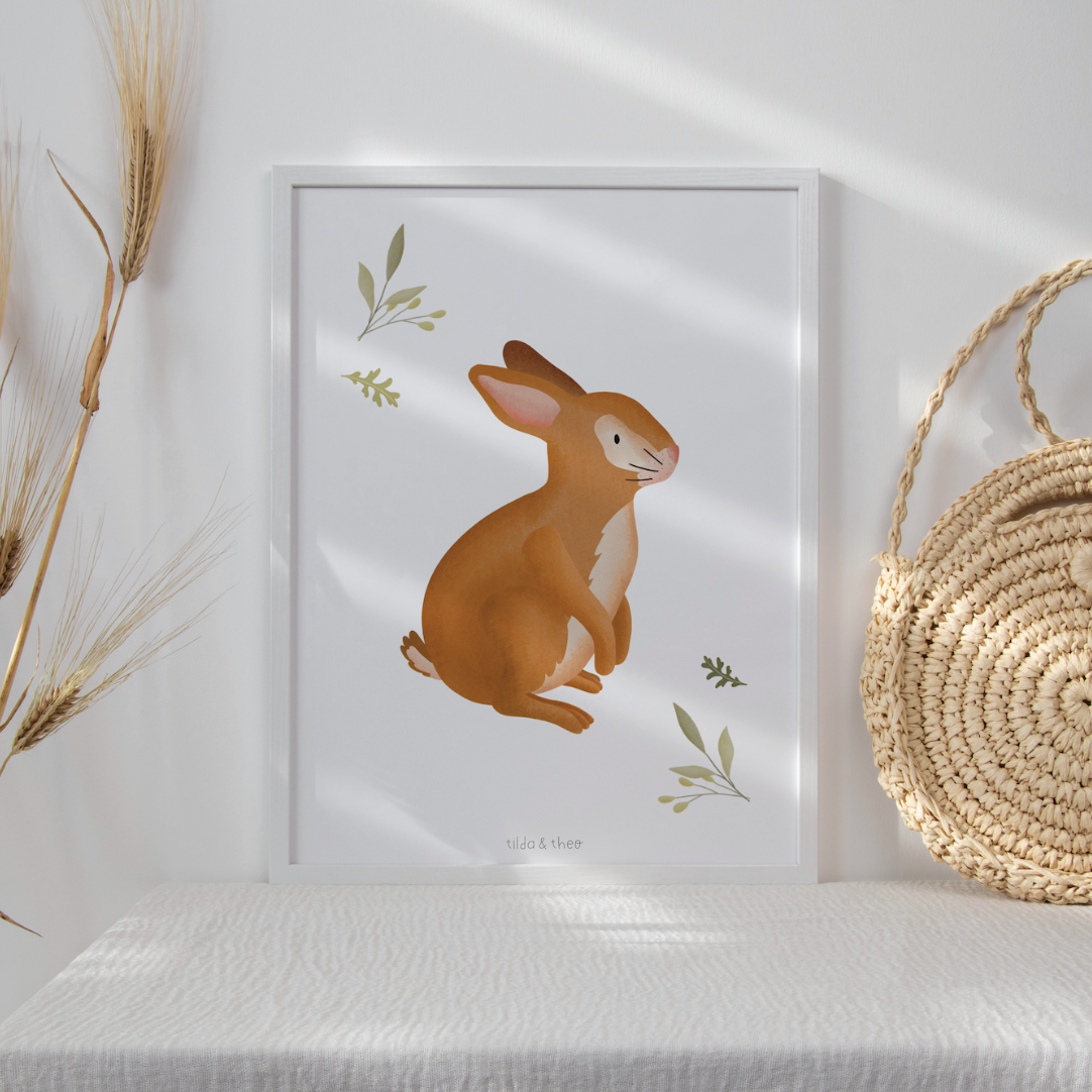 Poster Hase - Kinderbild Waldtiere Kaninchen