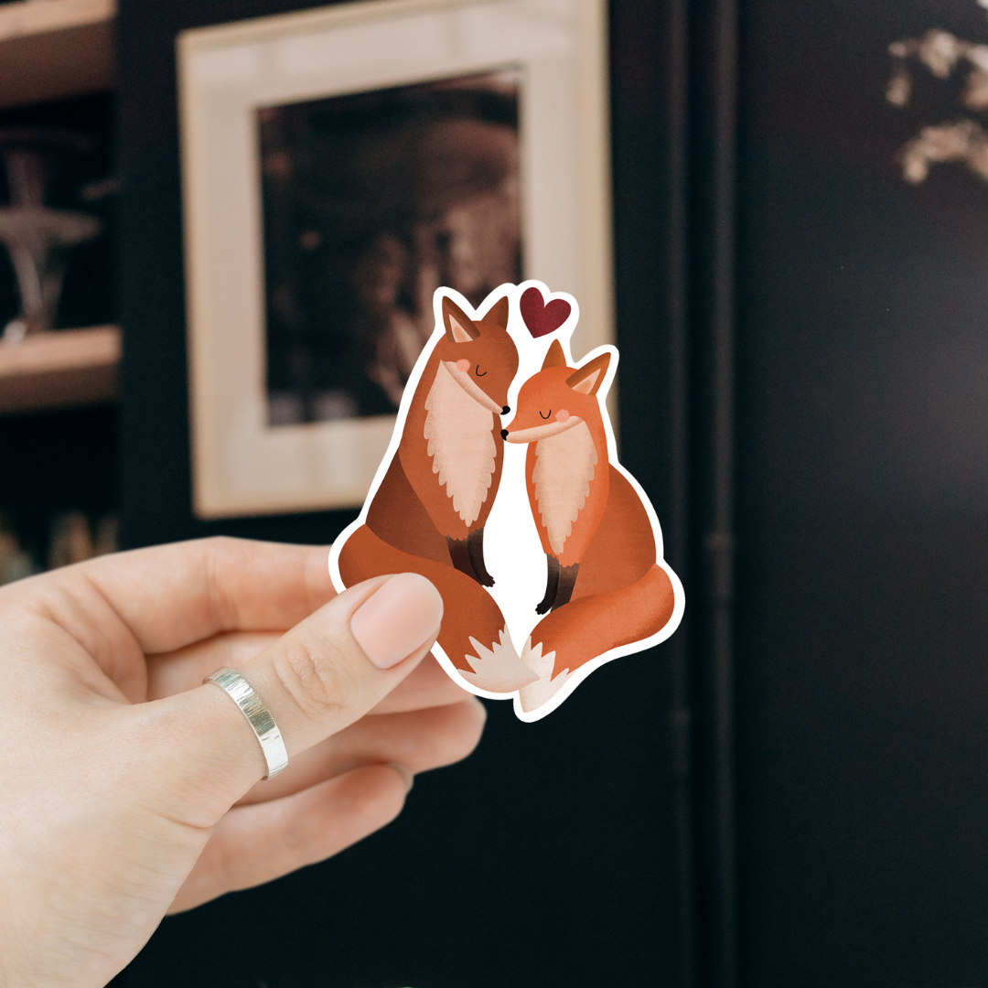 Sticker Füchse Liebe Vinyl - Aufkleber Fuchs Hochzeit