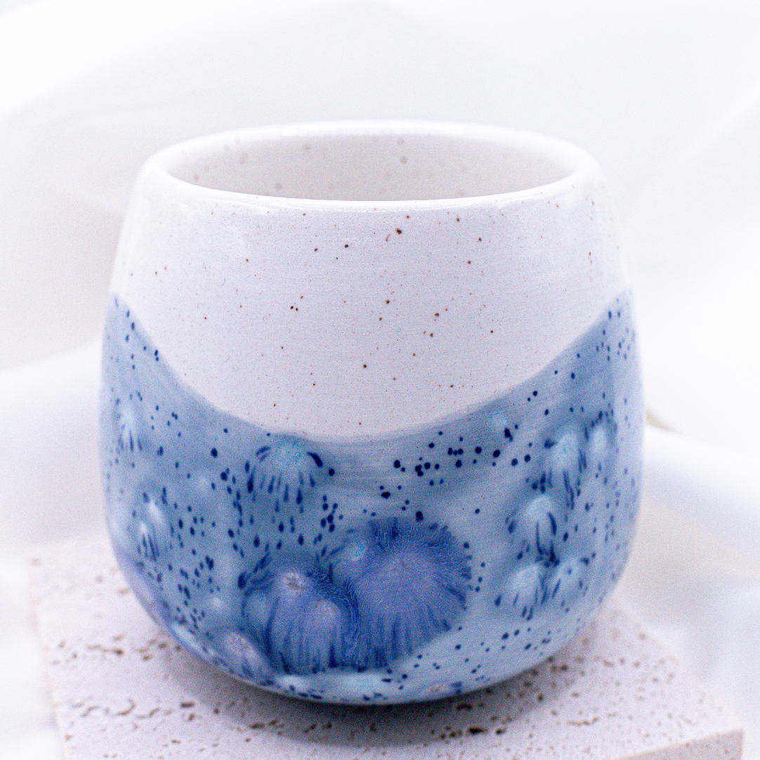 Tasse Sprenkel blau handbemalter Becher - Kaffeebecher Kaffeetasse blau marmoriert