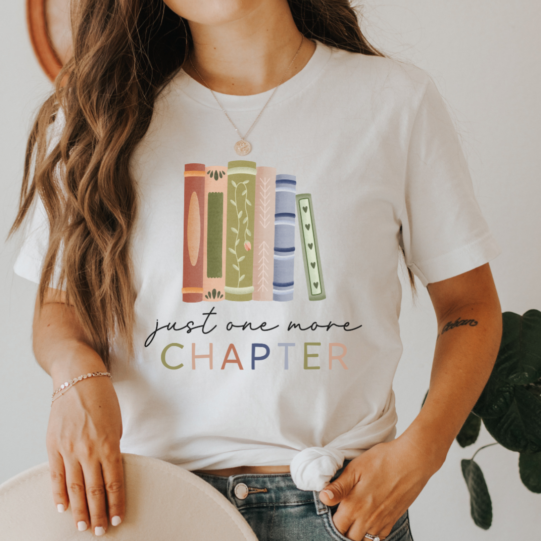 T-Shirt Buch Lesen - "Just one more chapter" Booklover Shirt