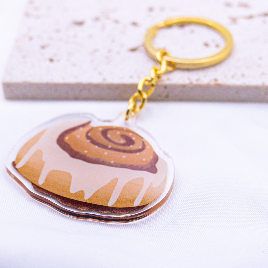 Schlüsselanhänger Zimtschnecke Schweden Acryl - Geschenk Einzug Schweden Kanelbulle