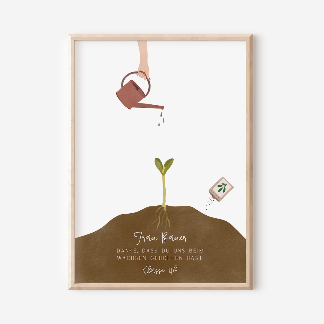 Abschiedsgeschenk Lehrer Wachsen - Fingerabdruck Poster Erzieherin Grow
