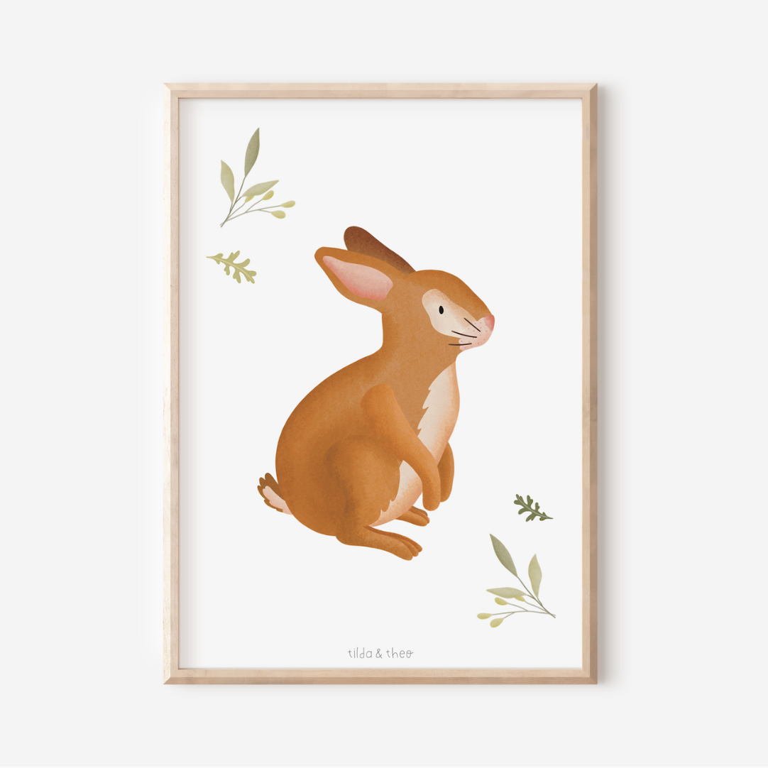 Poster Hase - Kinderbild Waldtiere Kaninchen