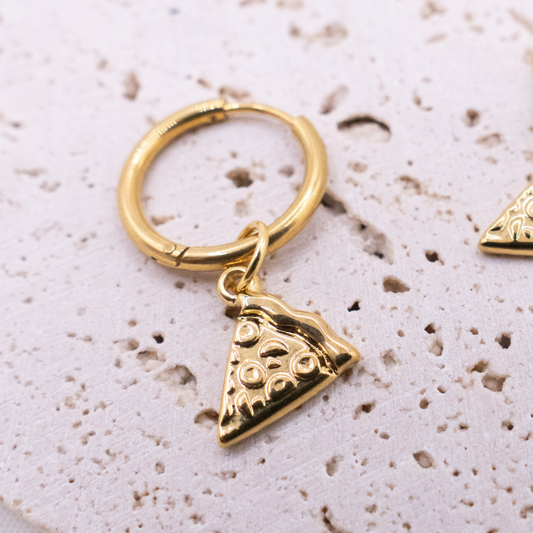 Ohrringe Pizza Creolen Pizzastück - leichte Ohrstecker Fast Food