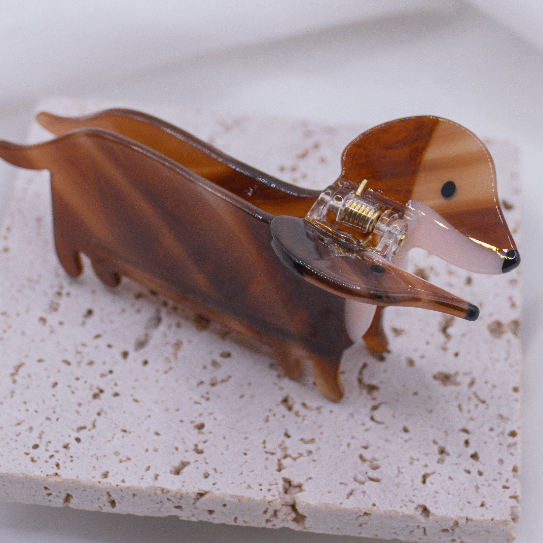 Haarklammer Dackel Hund Haarkralle - Hairclip witziges Haaraccessoire Dachshund Hunderasse