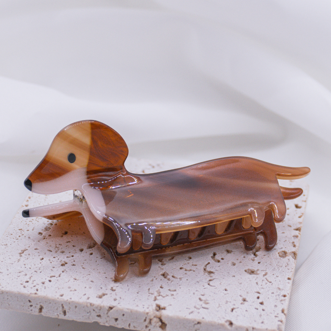 Haarklammer Dackel Hund Haarkralle - Hairclip witziges Haaraccessoire Dachshund Hunderasse