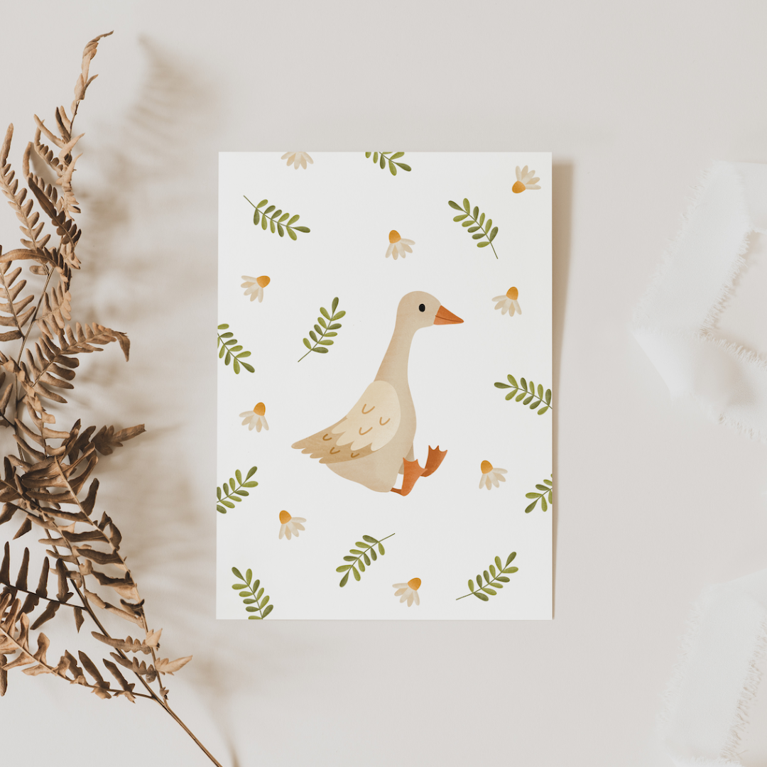 Postkarte Gans - Kinderkarte Ente