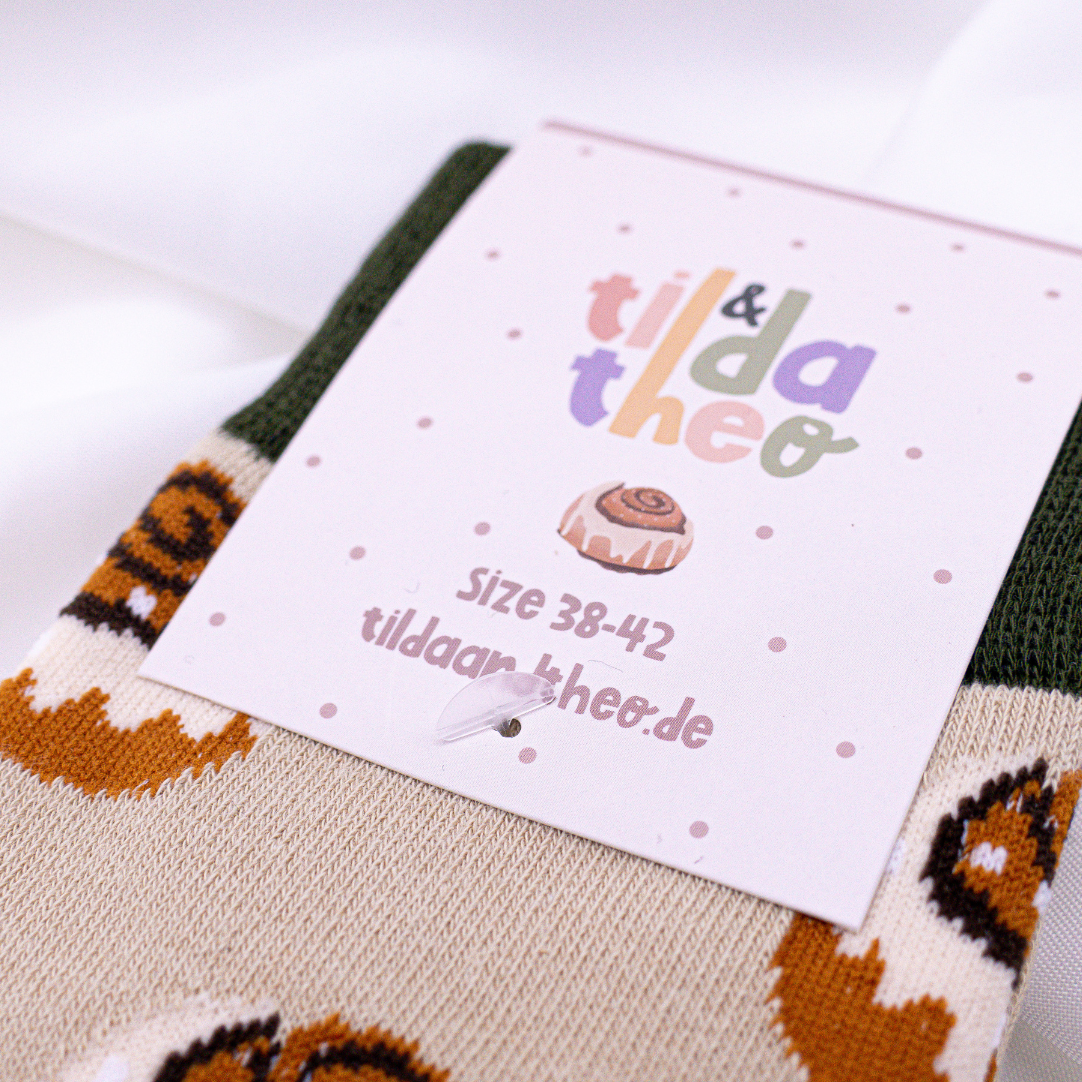 Socken Zimtschnecke Baumwollsocken Schweden Kanelbulle - Zimtschneckensocke witziges Accessoire