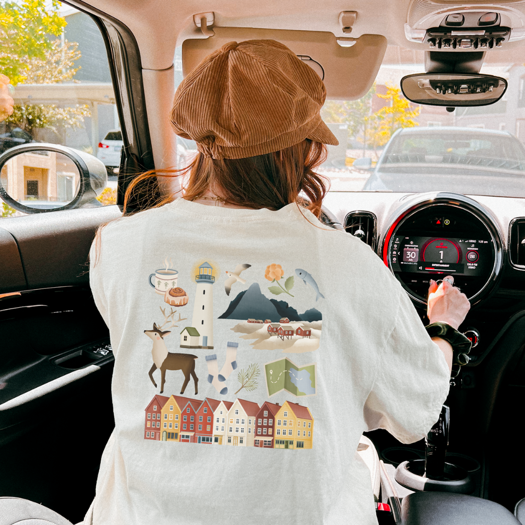 Tshirt Norwegen Reise - BIOBAUMWOLLE Skandinavien Lofoten Häuser Shirt - Norwegen Souvenir