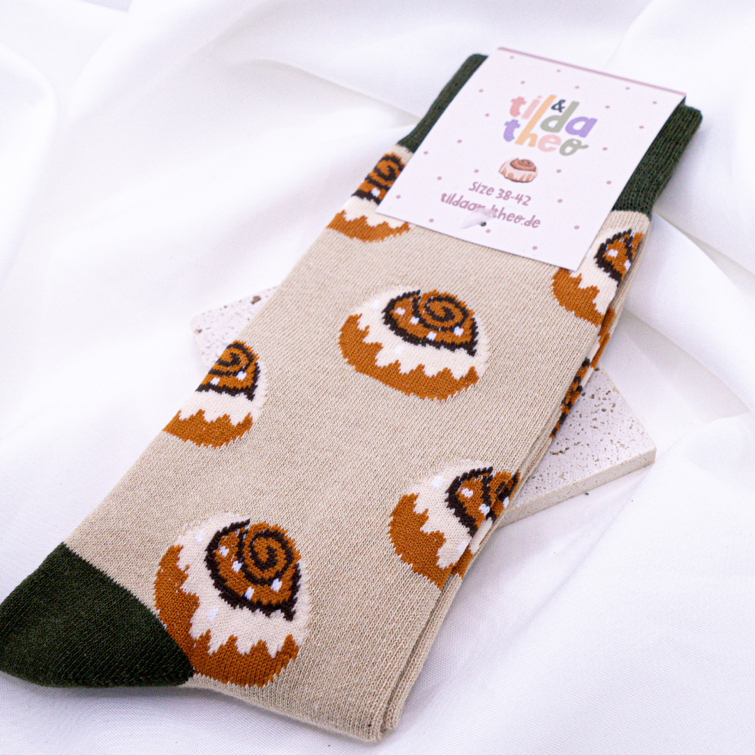 Socken Zimtschnecke Baumwollsocken Schweden Kanelbulle - Zimtschneckensocke witziges Accessoire