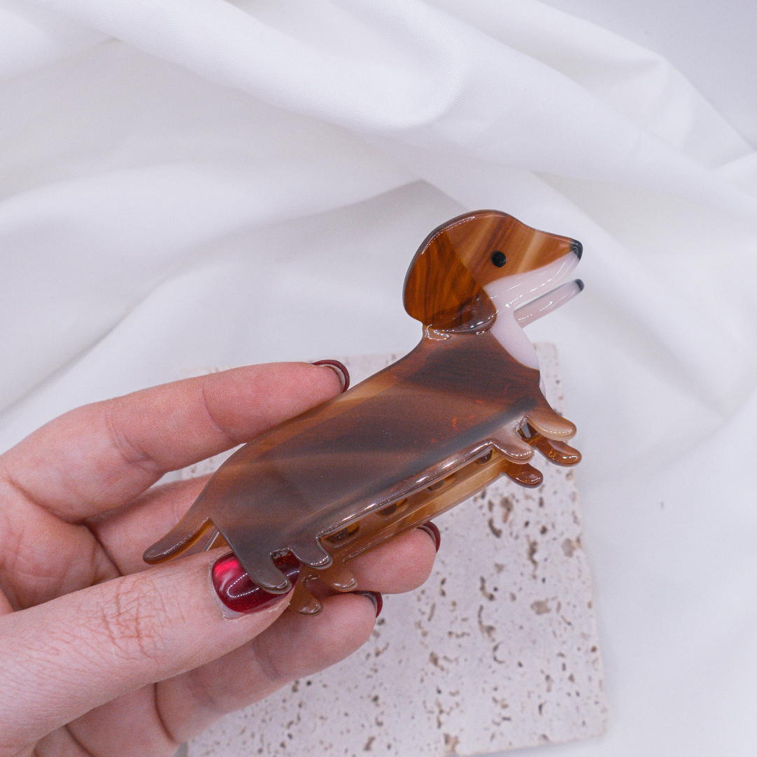 Haarklammer Dackel Hund Haarkralle - Hairclip witziges Haaraccessoire Dachshund Hunderasse