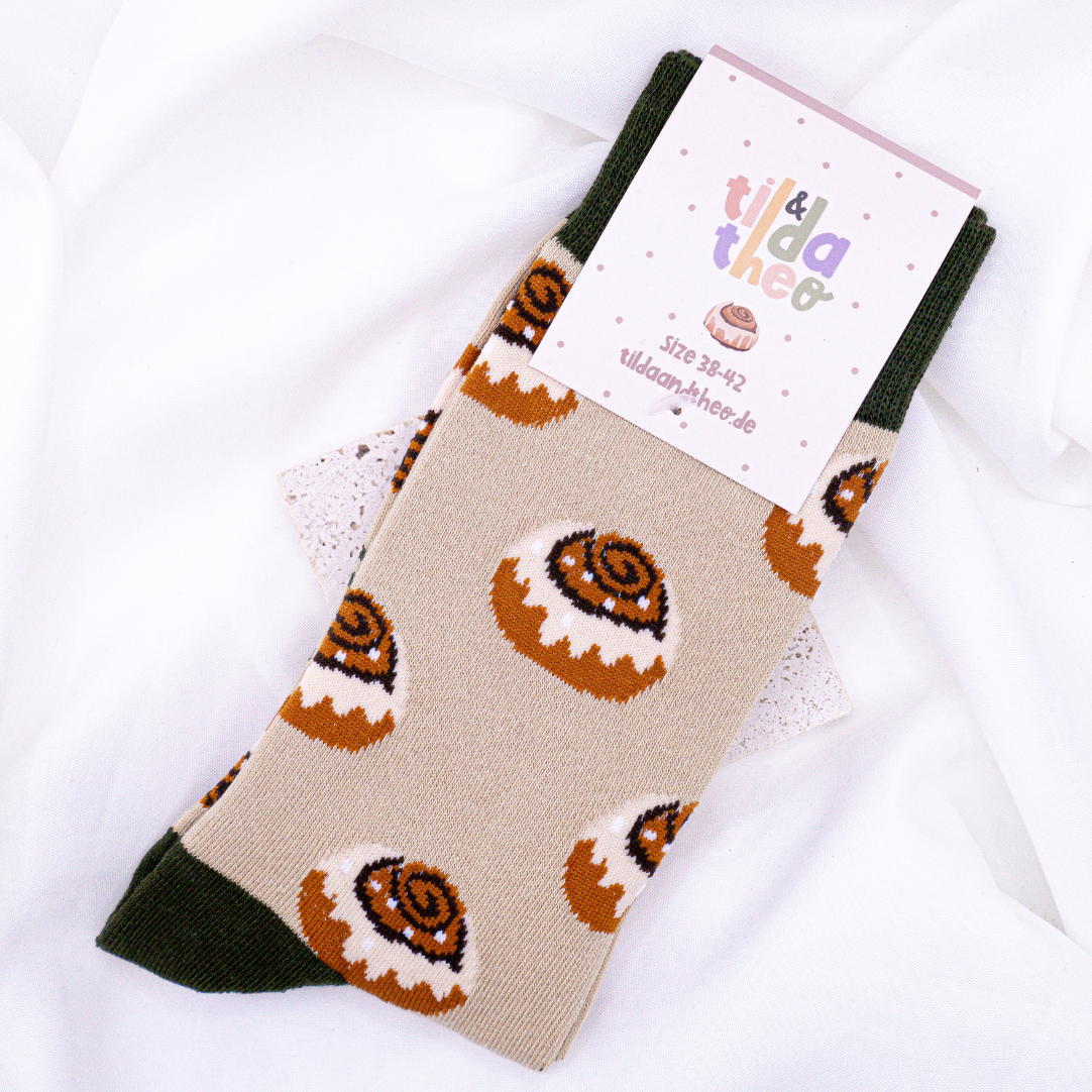 Socken Zimtschnecke Baumwollsocken Schweden Kanelbulle - Zimtschneckensocke witziges Accessoire