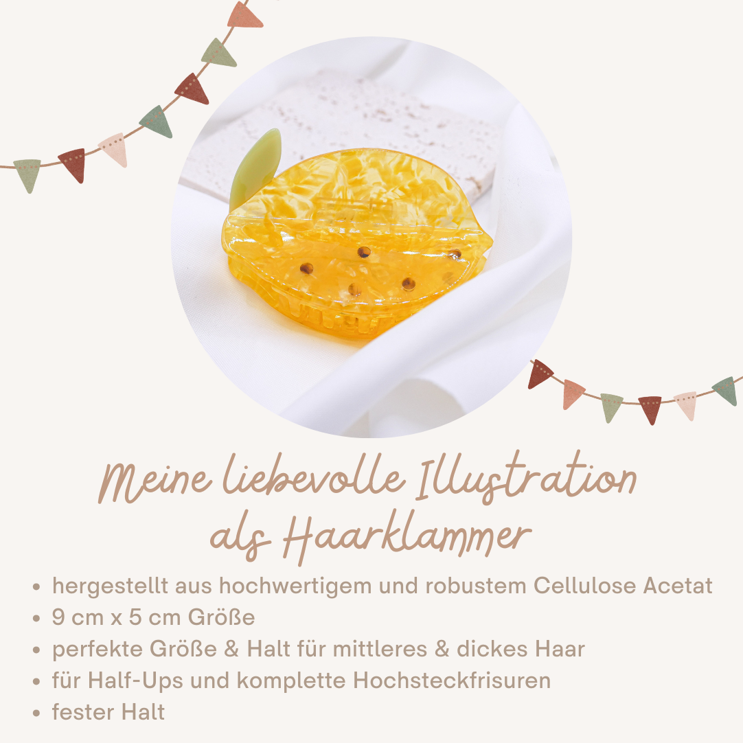 Haarklammer Zitrone Haarkralle Sommer - Hairclip witziges Haaraccessoire Limone