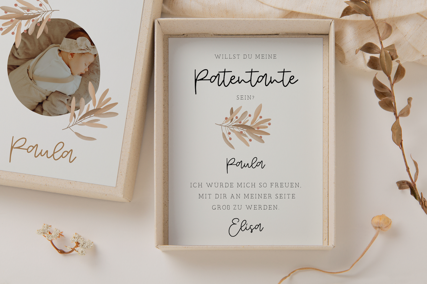 Patentante fragen Geschenkschachtel - Foto Patenbrief