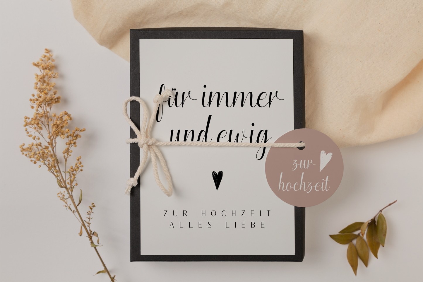 Geschenkschachtel Hochzeit schwarz/weiß - Geldgeschenk "für immer"