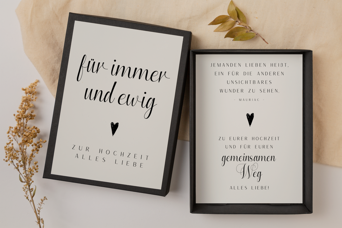 Geschenkschachtel Hochzeit schwarz/weiß - Geldgeschenk "für immer"