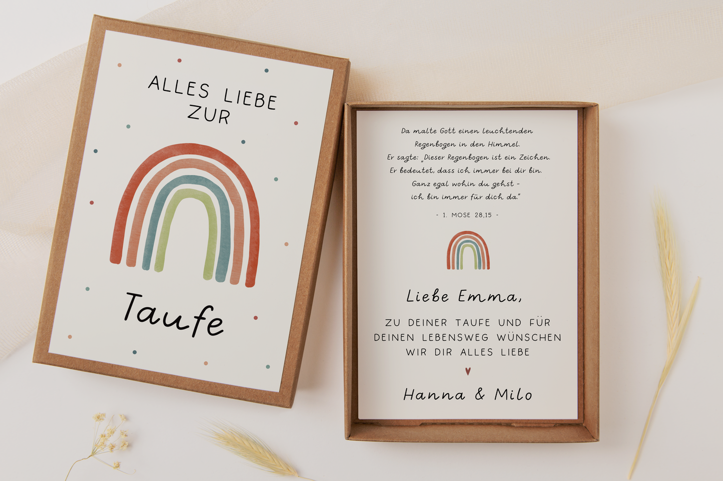 Geschenkschachtel zur Taufe - Regenbogen Geldgeschenk