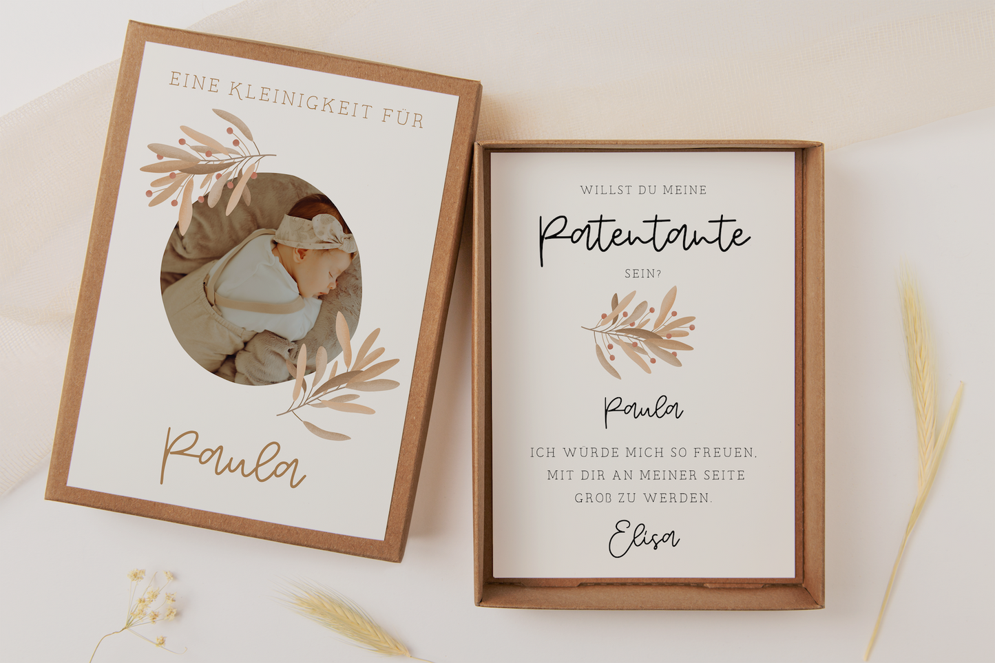 Patentante fragen Geschenkschachtel - Foto Patenbrief