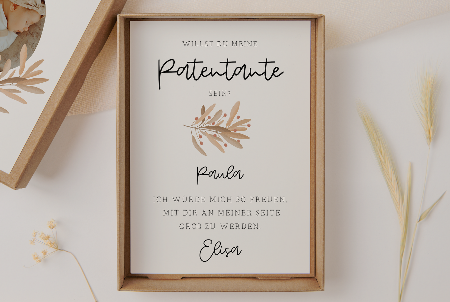 Patentante fragen Geschenkschachtel - Foto Patenbrief