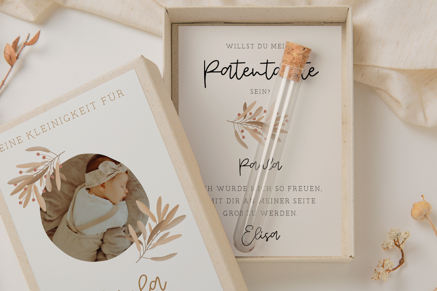 Patentante fragen Geschenkschachtel - Foto Patenbrief