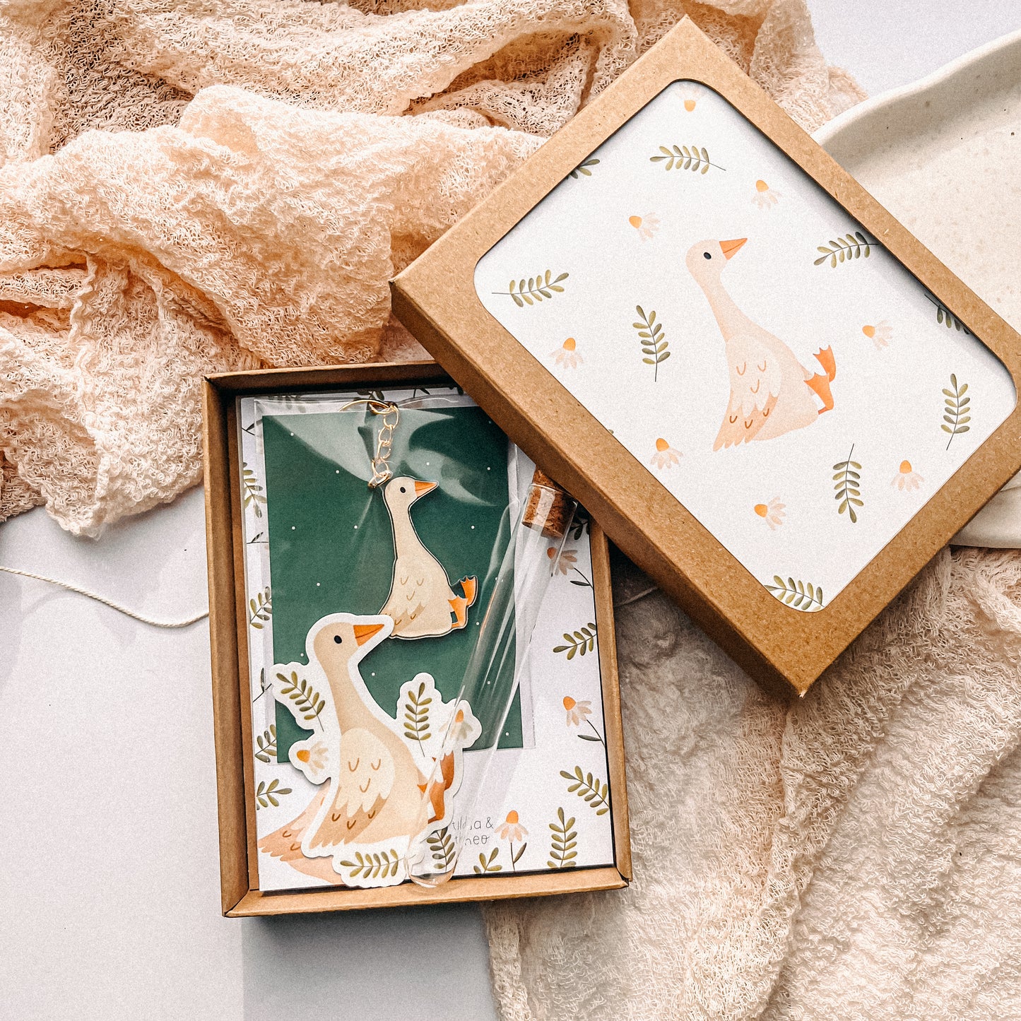 Geschenkset Gans - Geschenkbox Schreibwaren Gänse - Geldgeschenk