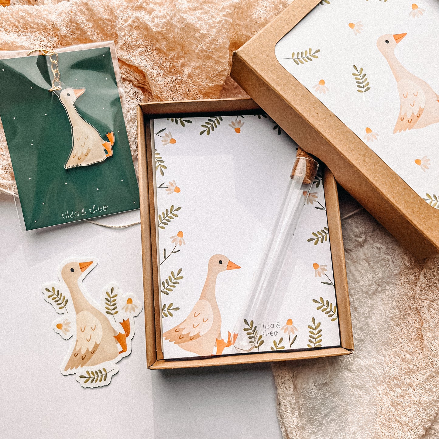 Geschenkset Gans - Geschenkbox Schreibwaren Gänse - Geldgeschenk
