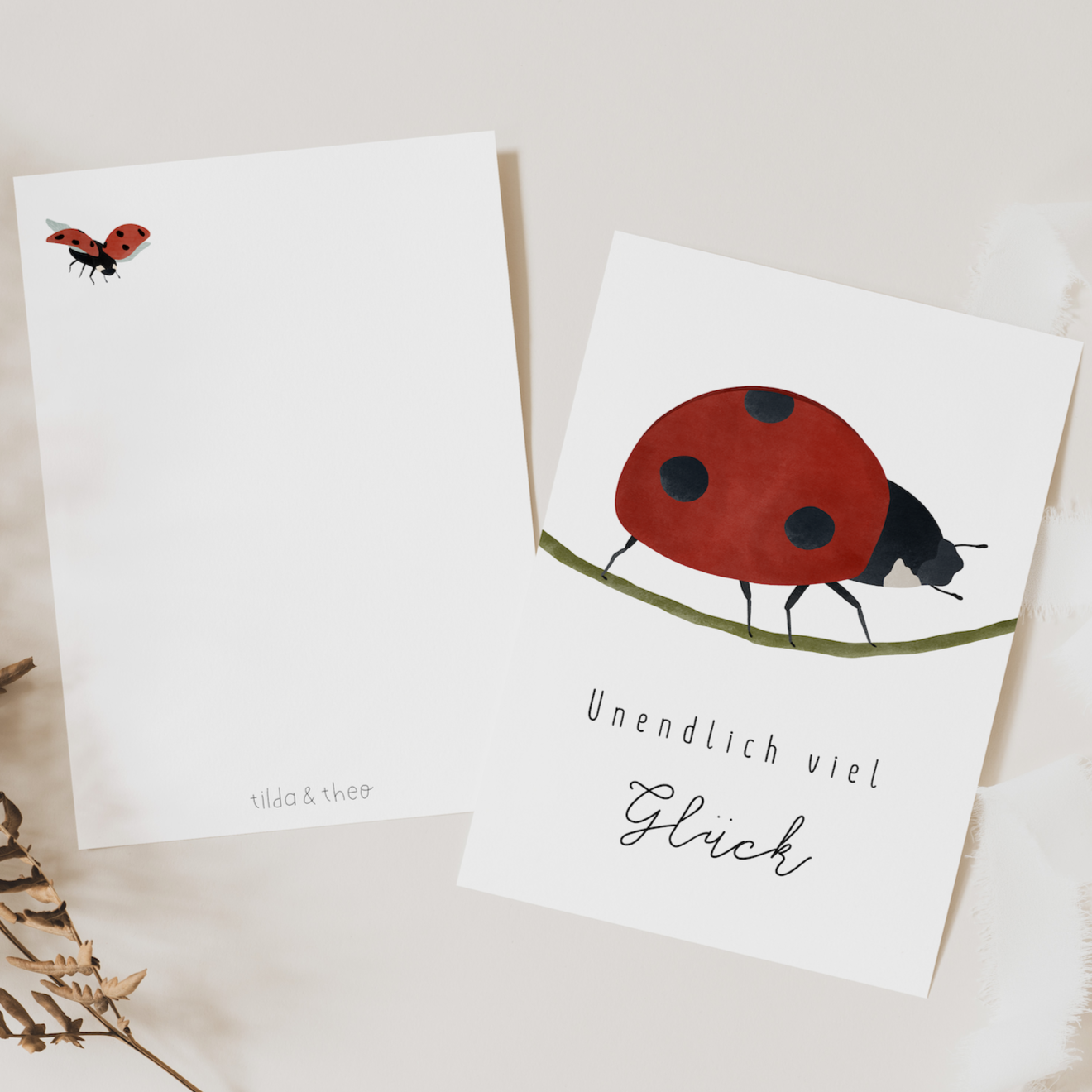 Postkarte Marienkäfer - Glückskäfer Viel Glück