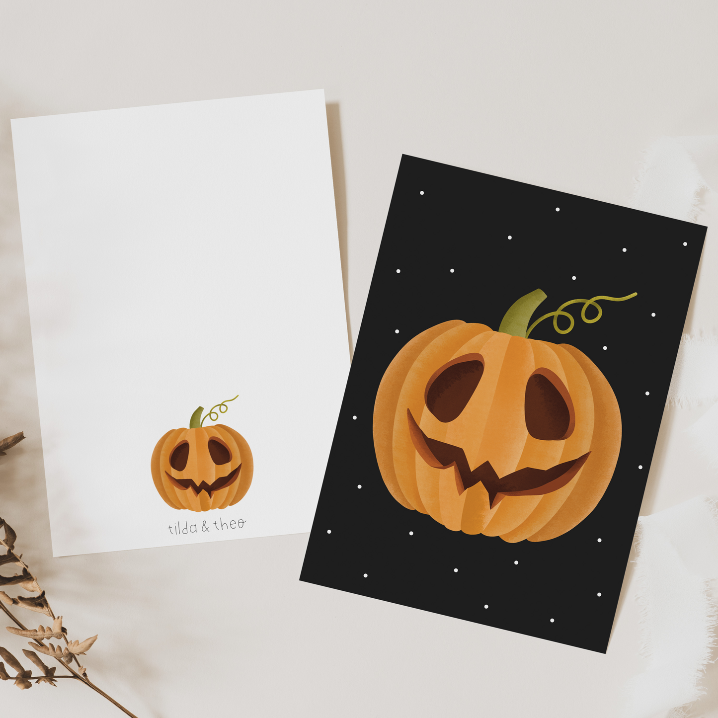 Postkarte Kürbis Halloween - Kürbis schnitzen Grußkarte Kürbisgesicht Herbst