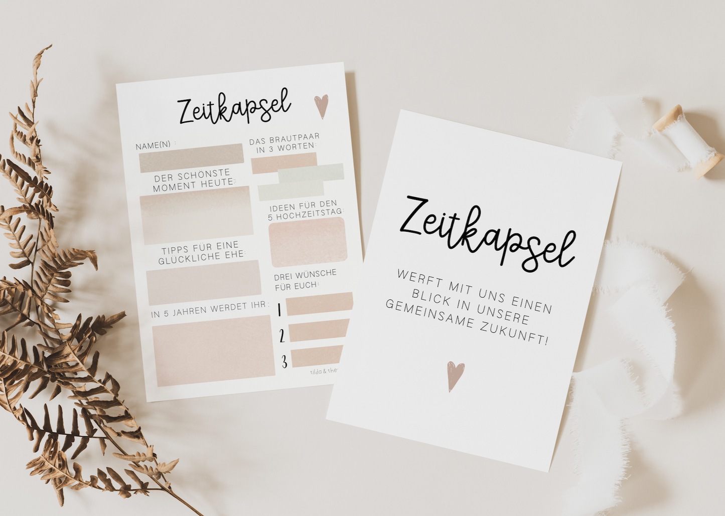 Zeitkapsel Hochzeit zum Ausfüllen Füchse - Karten in A6 Gästebuch