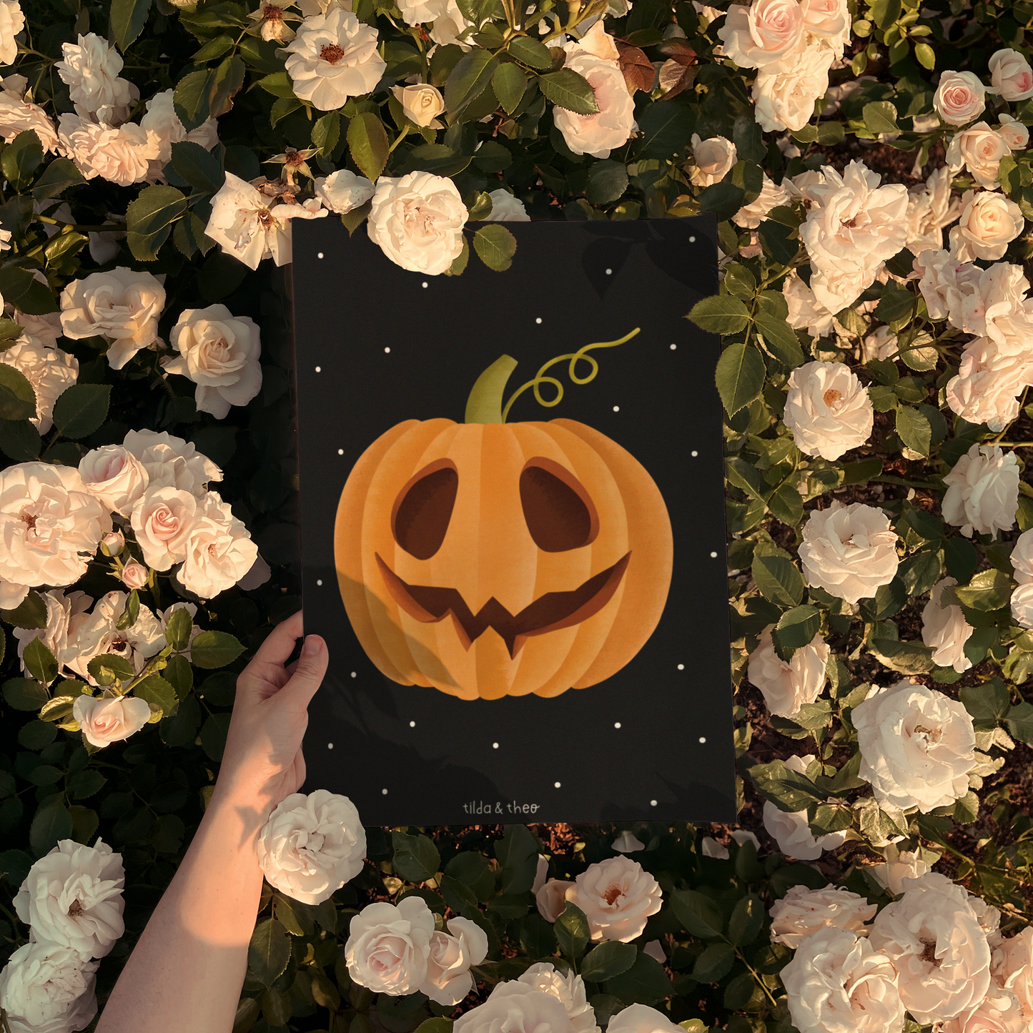 Poster Kürbis Halloween Herbst - Halloween Kürbisgesicht Pumpkin Print