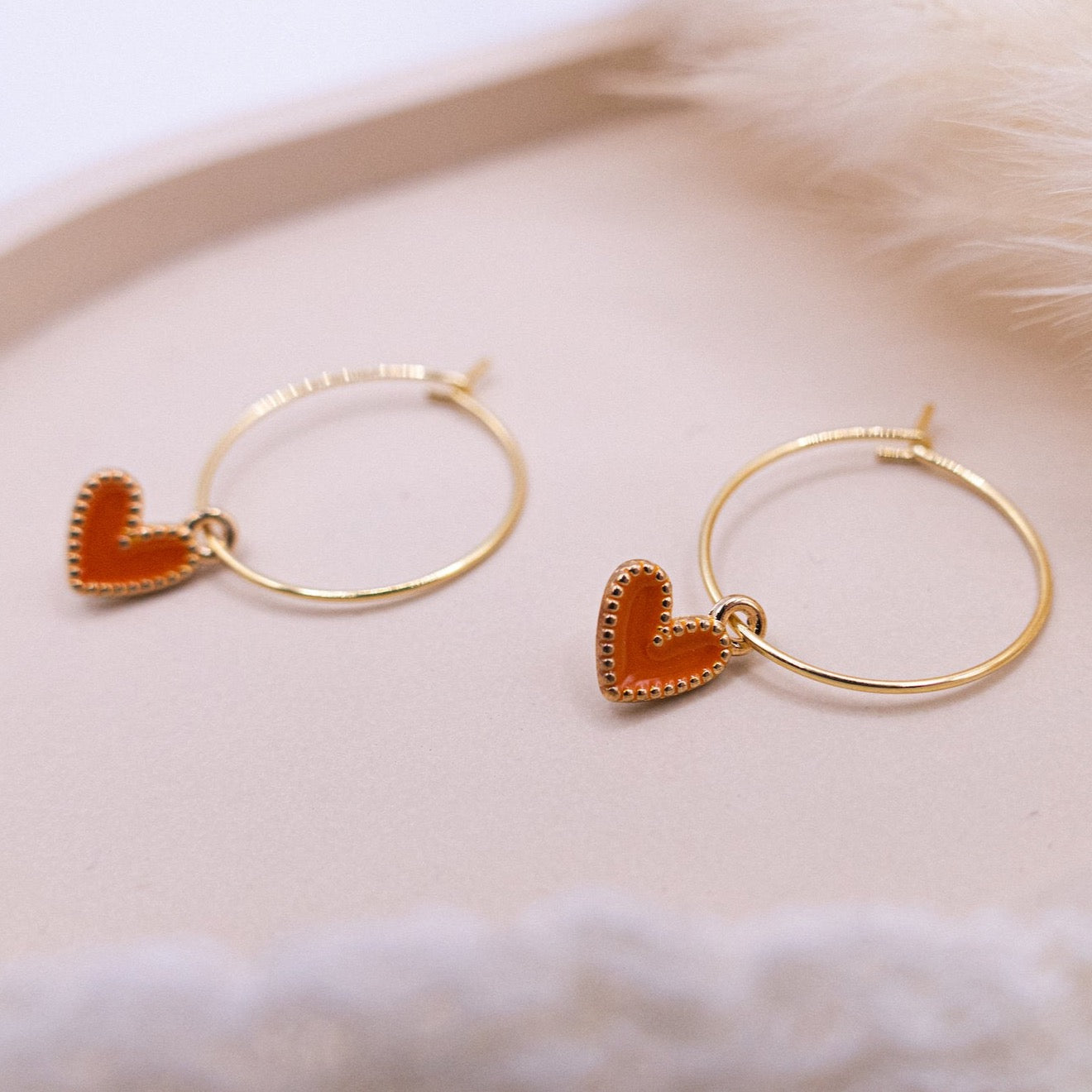 Creolen rotes Herz - Ohrringe große Creolen Herzen