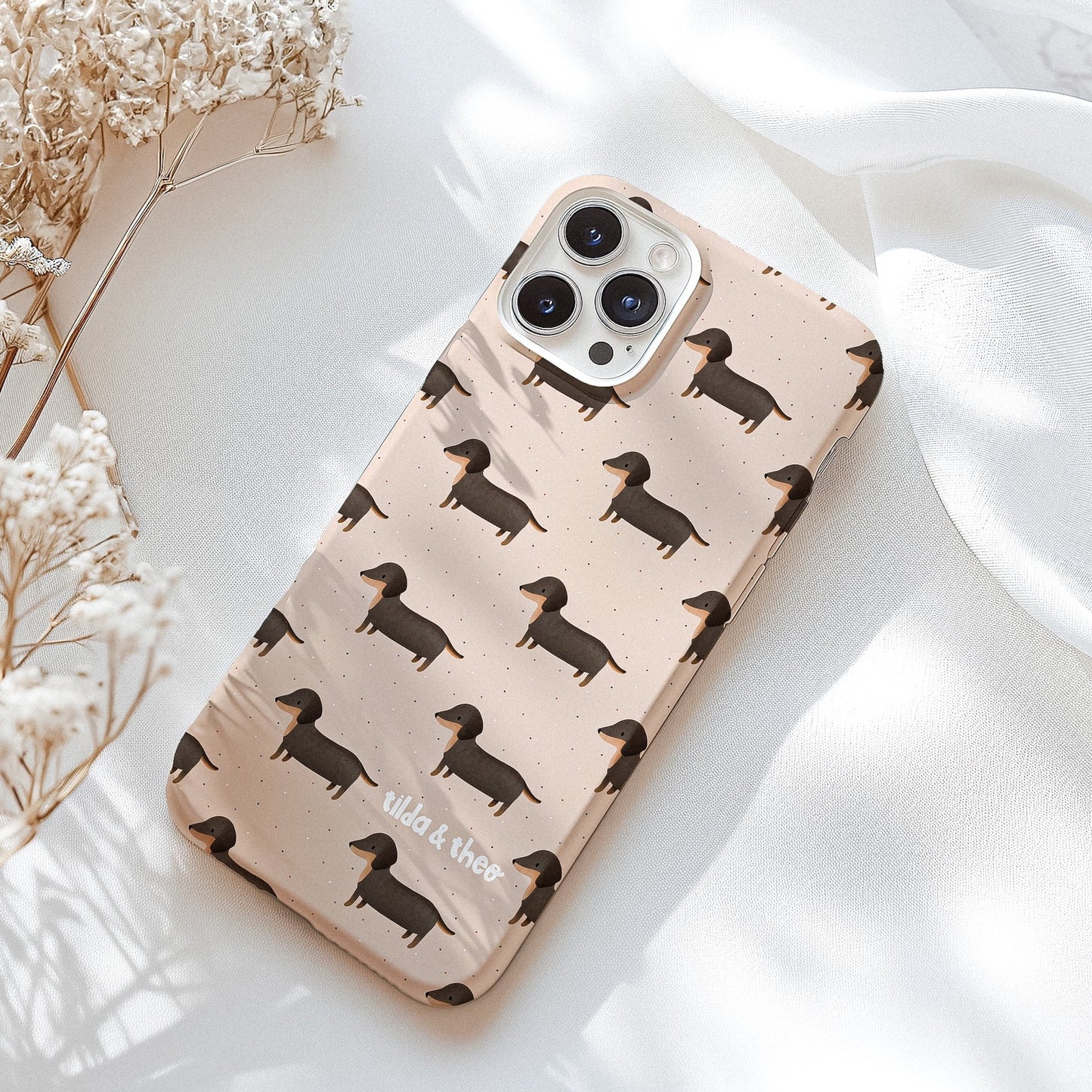 Handyhülle Dackel für iPhone - Hard Case Hülle Hund Hunderasse süß