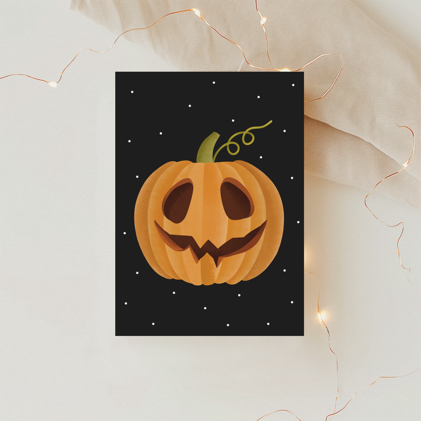 Postkarte Kürbis Halloween - Kürbis schnitzen Grußkarte Kürbisgesicht Herbst