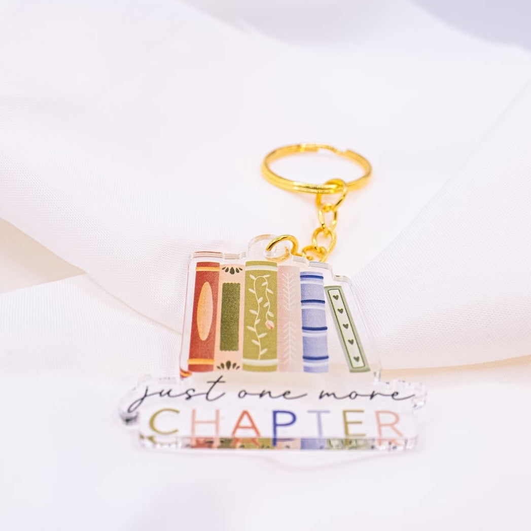 Schlüsselanhänger Bücher Lesen "one more chapter" Acryl - Geschenk Bücherwurm