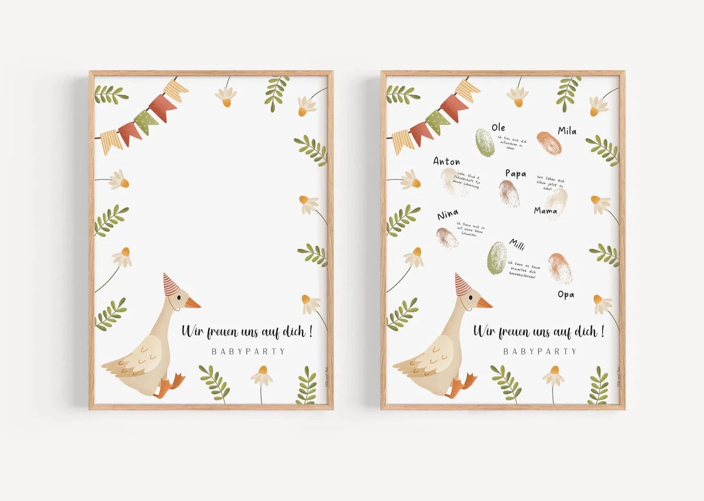 Babyparty Gästebuch Gans - Fingerabdruck Gästebuch