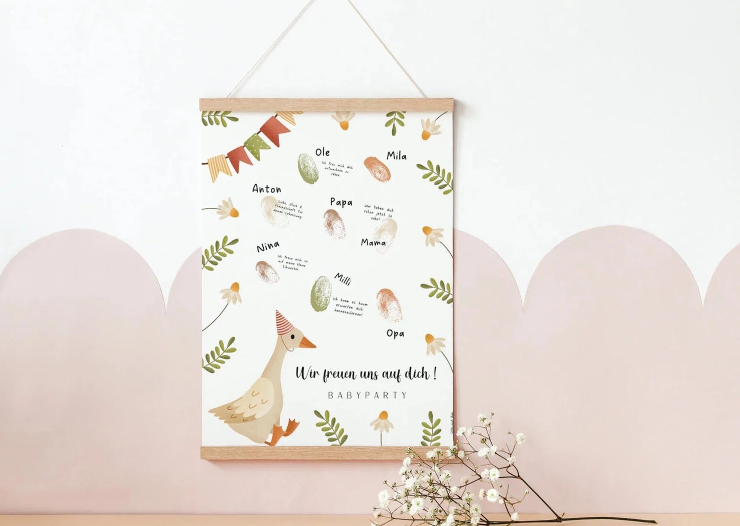 Babyparty Gästebuch Gans - Fingerabdruck Gästebuch