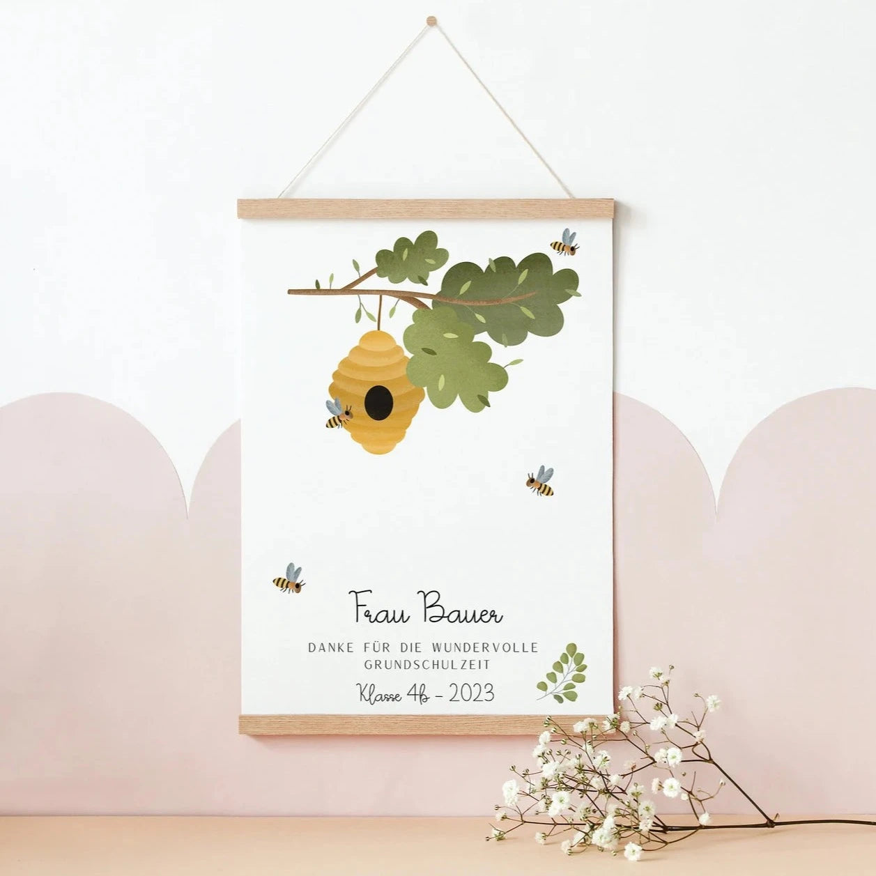 Abschiedsgeschenk Lehrer Biene - Fingerabdruck Poster Erzieherin Bienenstock