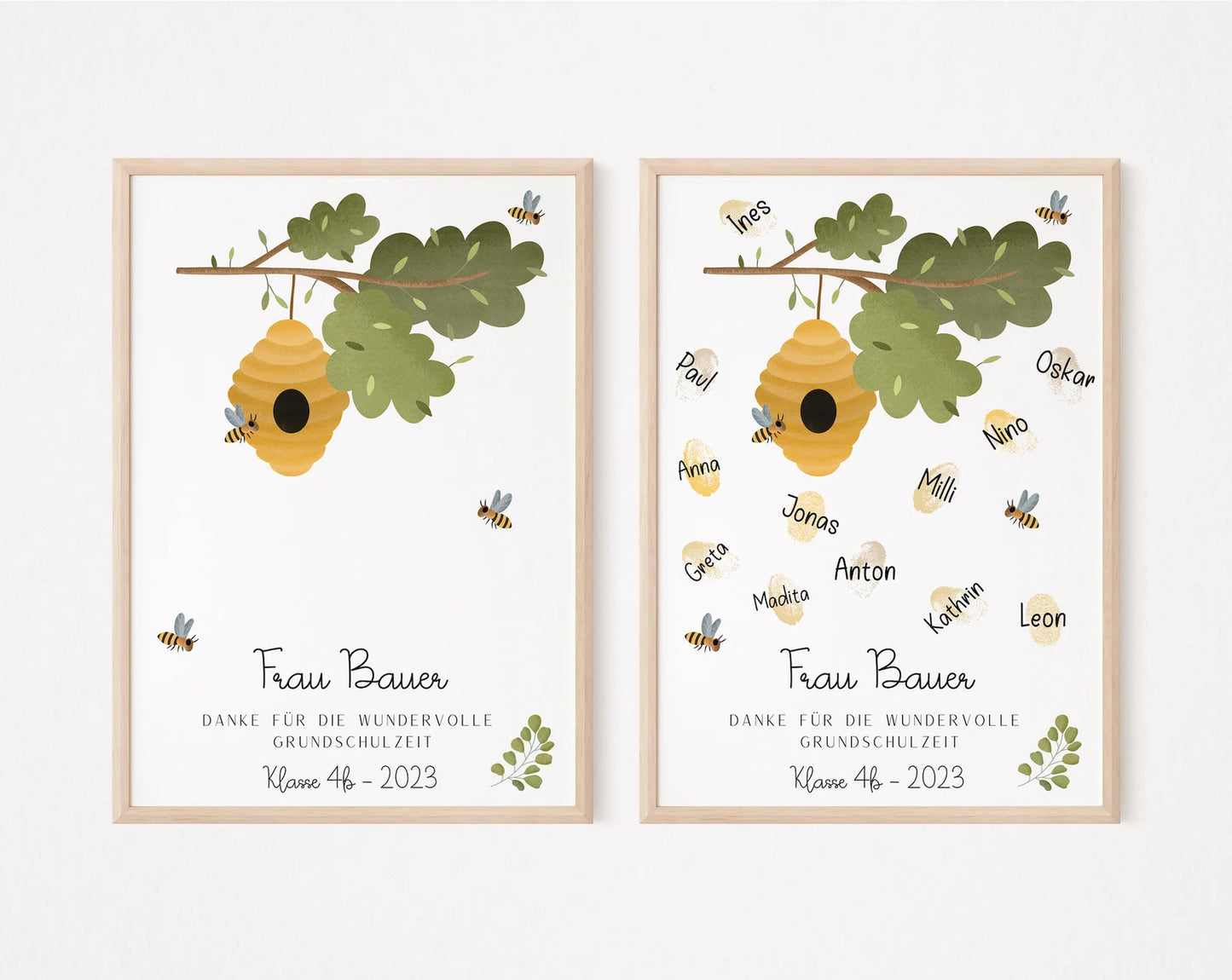 Abschiedsgeschenk Lehrer Biene - Fingerabdruck Poster Erzieherin Bienenstock