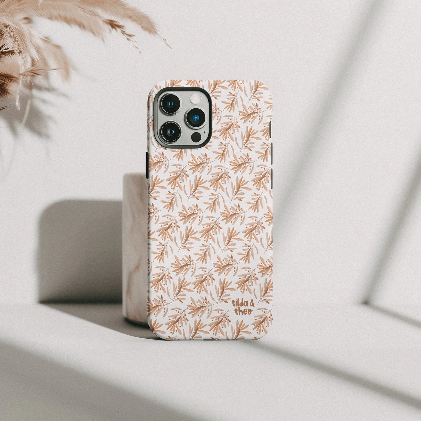 Handyhülle Zweige Rosa für iPhone Hard Case Hülle - Florales Phone Case Boho Branches