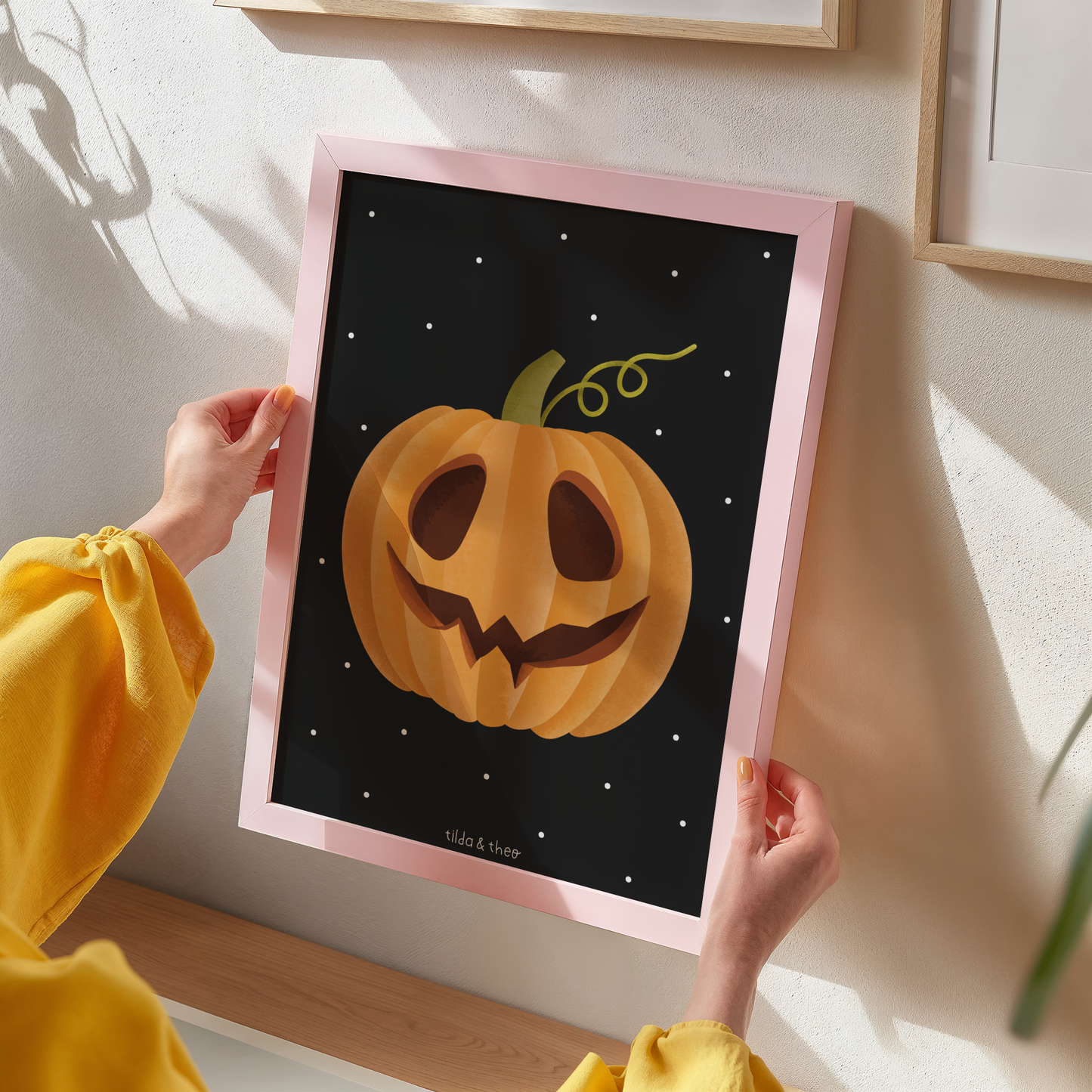 Poster Kürbis Halloween Herbst - Halloween Kürbisgesicht Pumpkin Print