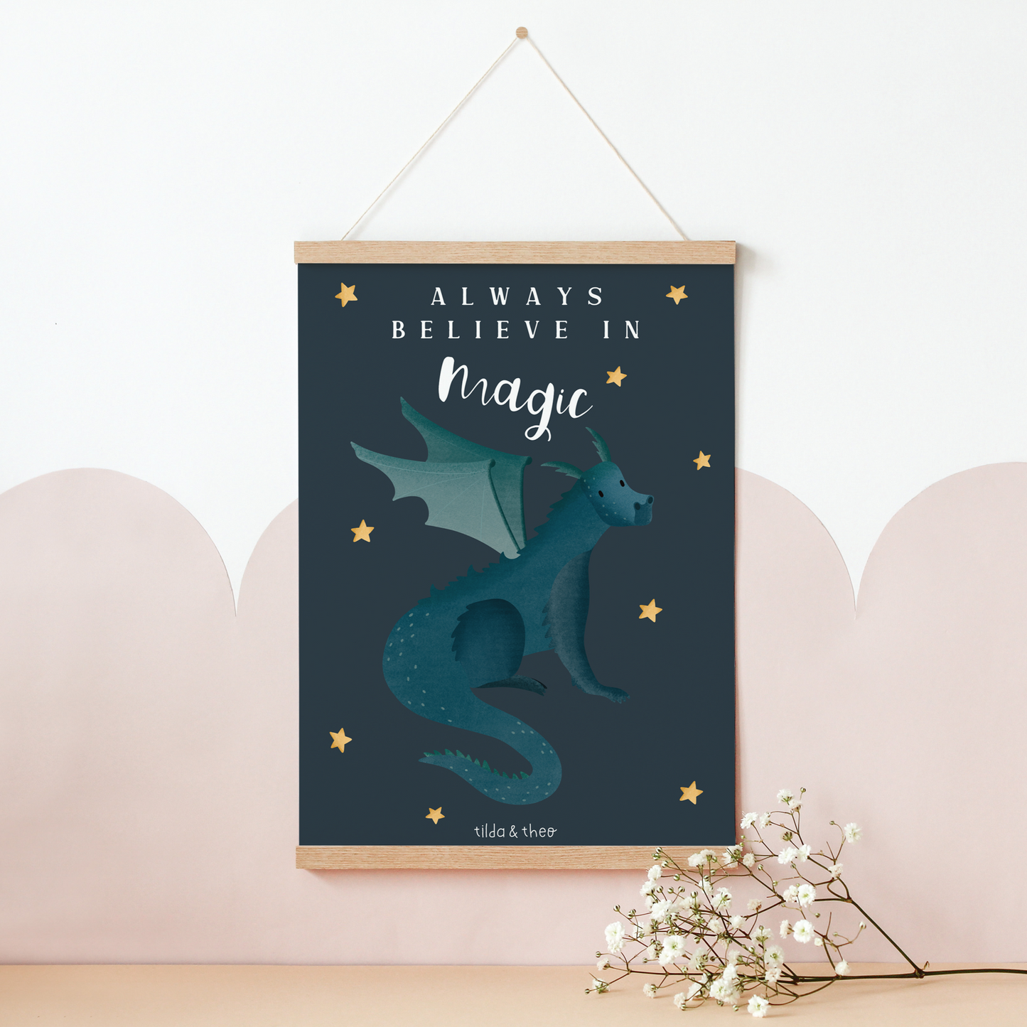 Poster Drache Magie "Always believe in Magic" - Leseecke Poster Kinderposter