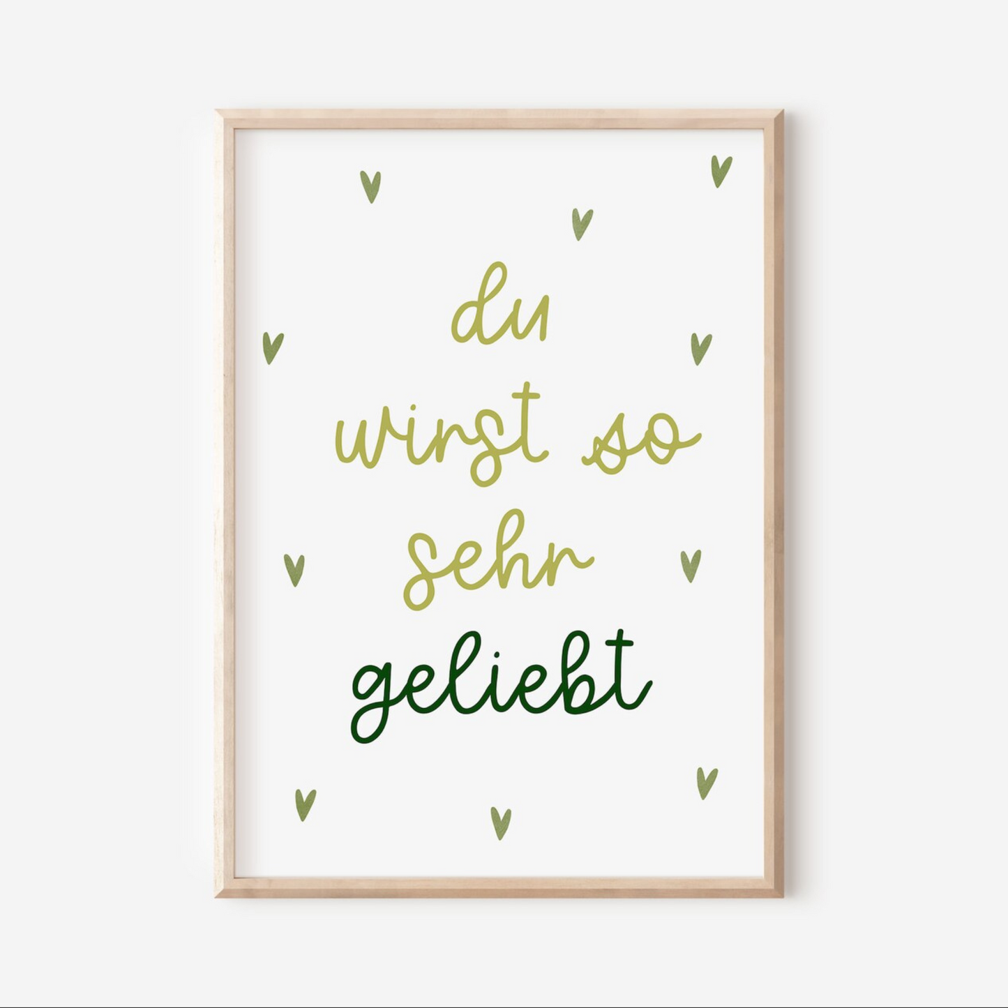 Poster Kinderzimmer "du wirst geliebt" - grün