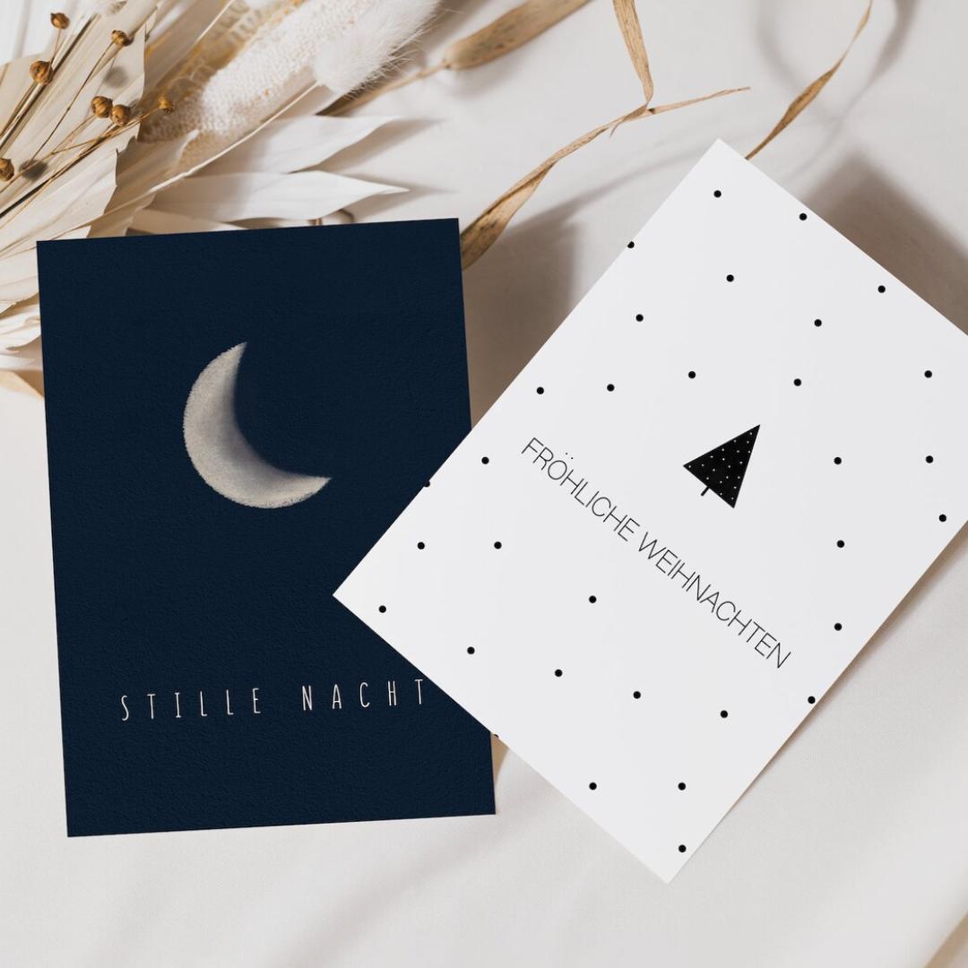 Postkarten-Set Weihnachten - blau minimal