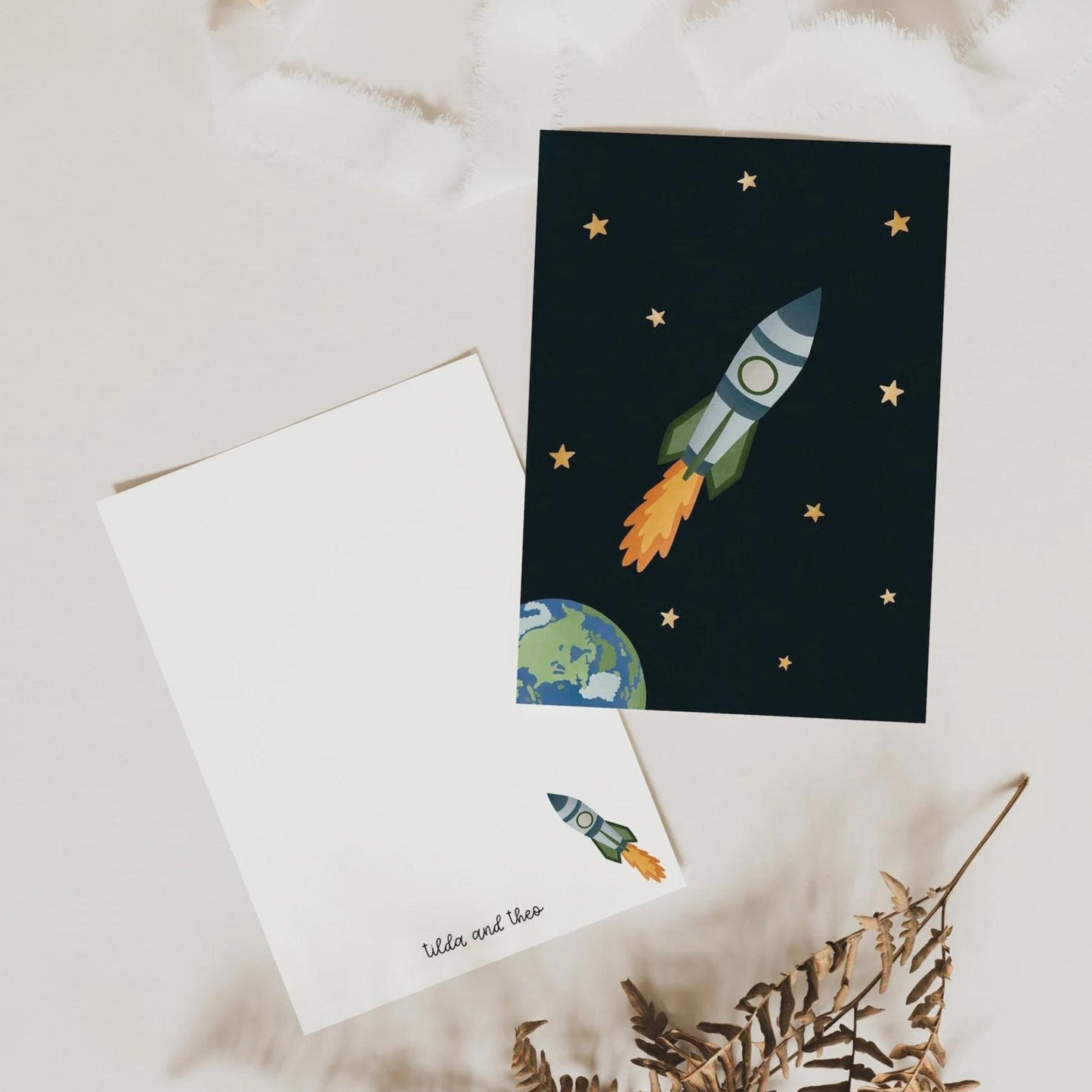 Postkarte Rakete - Guten Start Karte