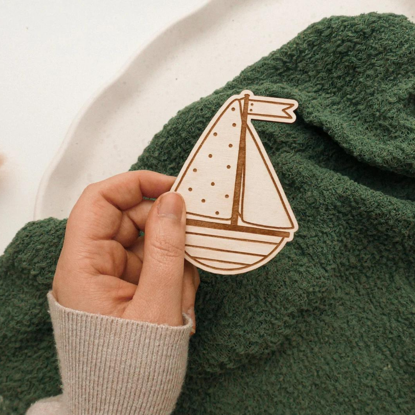 Wooden magnet ship - fridge magnet boat