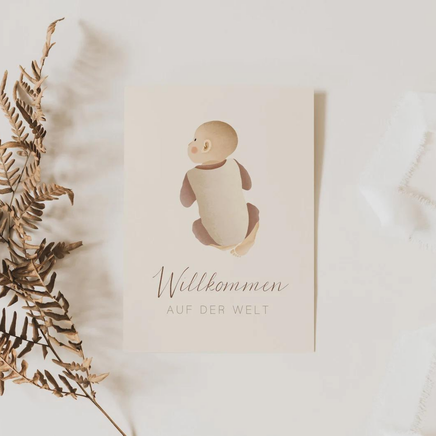 Postkarte Baby - Illustration Baby rosa