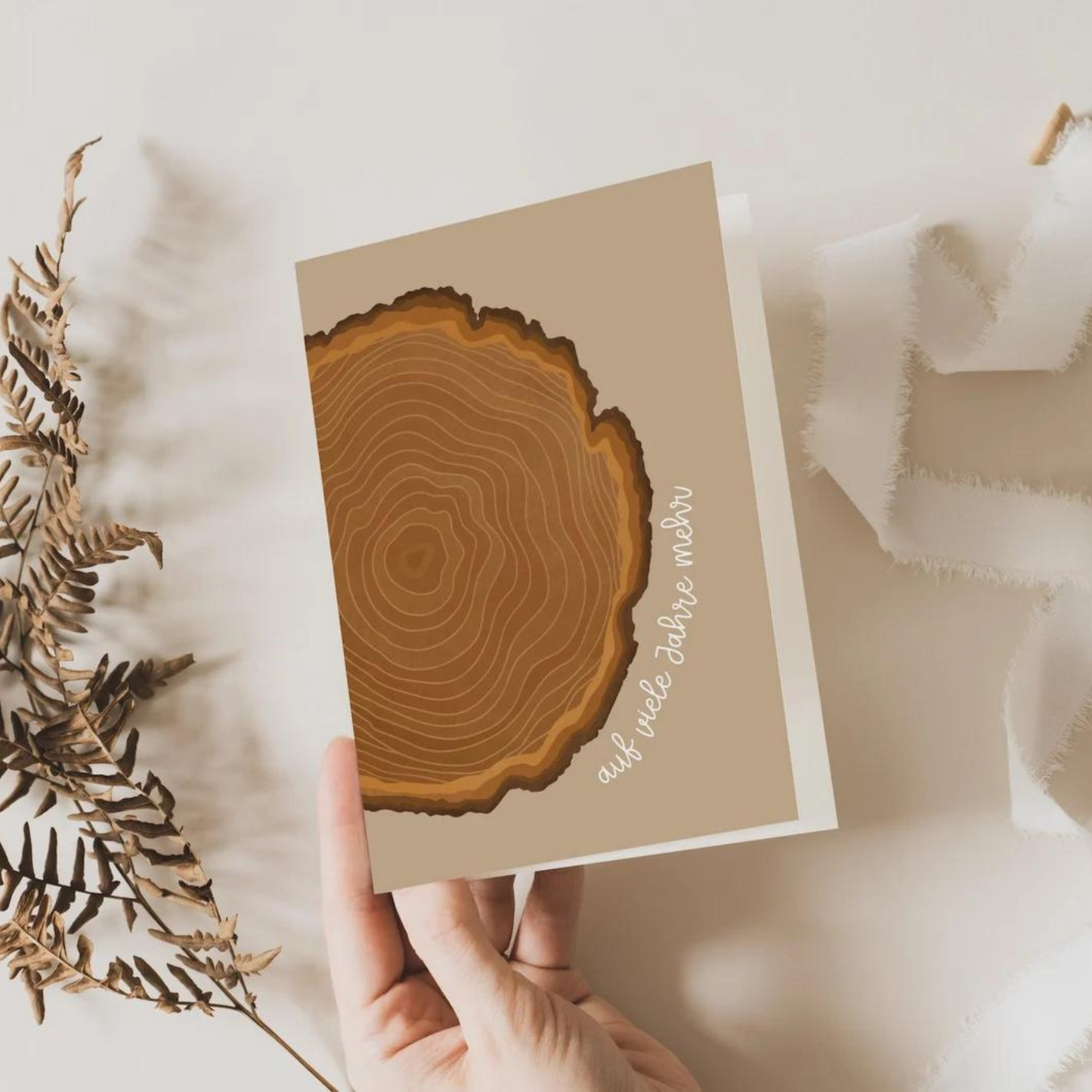 Postkarte Hochzeitstag Baumscheibe - Hölzerne Hochzeit