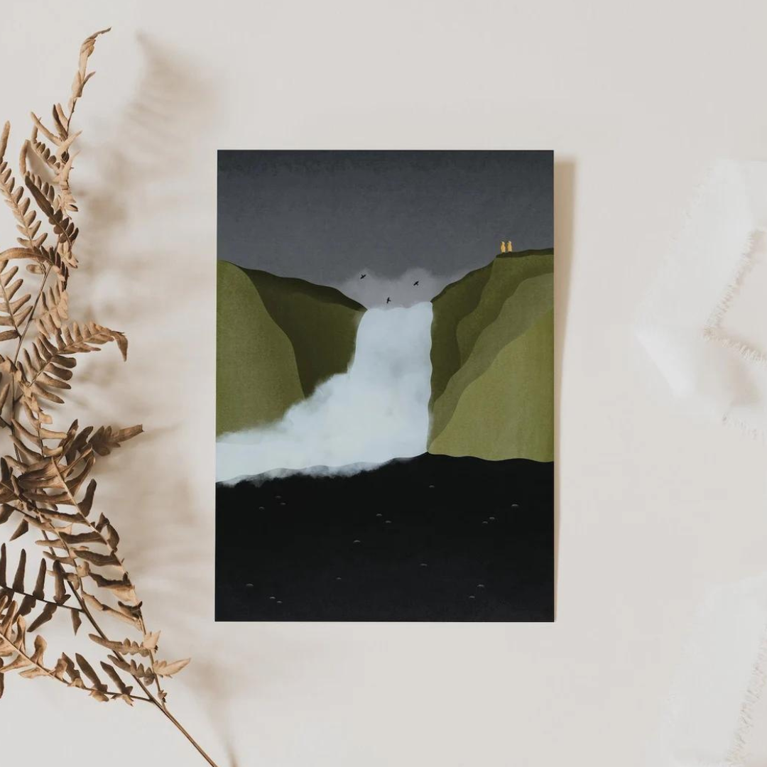 Postkarte Island Wasserfall - Skogafoss
